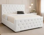 Pure White Florida King Size Bed – 180 × 200 cm 5ft Elegant Tufted Headboard-Kind Bed with Mattress - Image 4