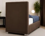 Premium Brown Upholstered Single Bed with Crystal Button Headboard-90 × 190 cm Bed with mattress - Image 4