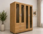 Large 4 Door Mirrored Wardrobe Featuring 4 Mirrors and 2 Spacious Drawers for Everyday Storage