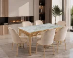 Contemporary Dining Table with 6 Chairs | Stylish 6 Seater Dining Set - Image 4