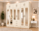 Cream 6 Door Mirror Wardrobe – Sophisticated Furniture for Modern Bedrooms - Image 2