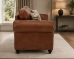 Oakland 3 Seater Leather Sofa – Classic Rolled Arm Design Luxury Comfortable Couch with Deep Cushions & Elegant Finish - Image 4