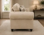 Oakland 3 Seater Fabric Sofa – Elegant Rolled Arm Design Luxury Comfortable Couch with Deep Cushions & Classic Finish - Image 2