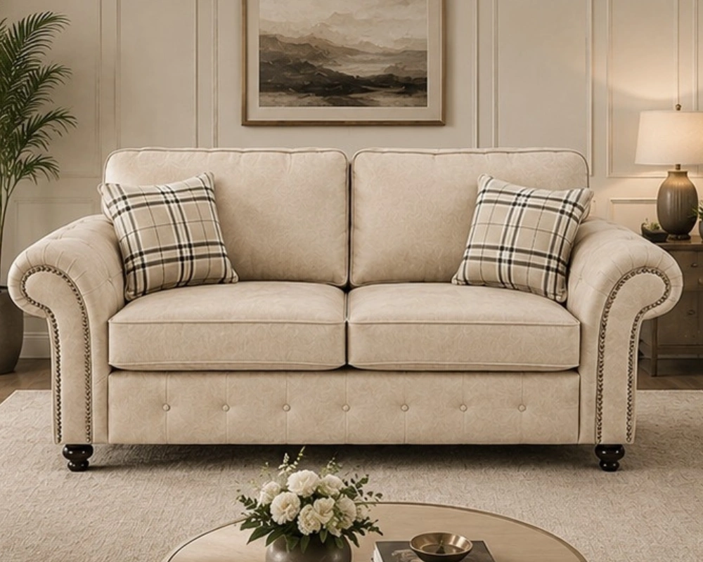 Oakland 3 Seater Sofa – Premium Living Room Sofa Oakland 3 Seater Fabric Sofa – Elegant Rolled Arm Design Luxury Comfortable Couch with Deep Cushions & Classic Finish - Image 1