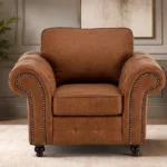 Oakland Sofa – Luxury Brown Curved Arm Design - Premium Comfort & Elegant Finish
