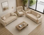 Luxury Turkish Sofa Set – Cream 3+2+1 Sofa Set with Gold Accents - Image 2