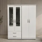 Modern 4 Door Mirrored Wardrobe with Spacious Bedroom Storage and Two Convenient Drawers