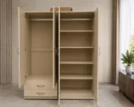 Modern 4 Door Mirrored Wardrobe with 4 Integrated Mirrors and 2 Convenient Storage Drawers - Image 4