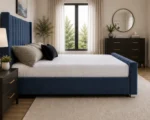 Luxury Wingback Double Bed Frame – 160 x 200 cm – Modern Panel Wingback Double Bed with Mattress - Image 3