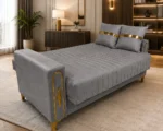 Luxury Turkish Sofa bed – Grey 3 Seater Sofa with Gold Accents - Image 4