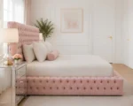 Dusty Pink Ambassador Double Bed with mattress – Luxury Upholstered Design - Image 3