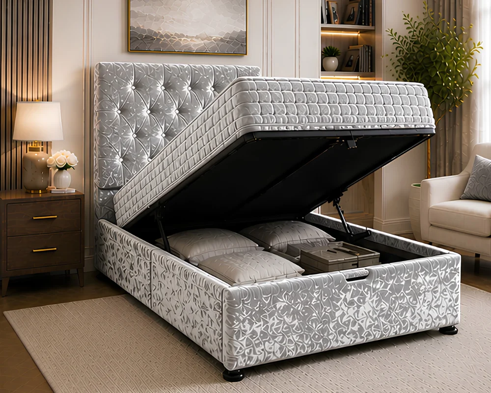 Smart Under-Bed Storage Single Ottoman Storage Bed 90 × 190 cm - Single Ottoman Bed with Mattress - Image 1