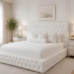 Luxury Ivory Ambassador Tufted King Bed – 5ft with Mattress Included