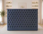 Royal Blue Velvet King Size Bed with mattress – Elegant Ambassador Design with Mattress - Image 4