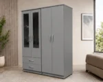 Modern Bedroom Storage Wardrobe with 4 Doors, 2 Mirrors and 2 Large Drawers - Image 2