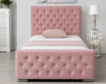 Pink Florida Single Bed Frame with Mattress (3ft | 90 × 190 cm) – Luxury Velvet Upholstered Bed