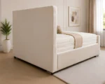 Beige Florida King Size Bed with Mattress – 5ft 180 × 200 cm Upholstered Tufted Bed - Image 3