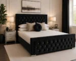 Premium Black Hilton Super King Bed with mattress – 6ft 200 × 200 cm With mattress - Stylish Upholstered Design - Image 3