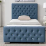 Designer Blue Florida Single Bed with Mattress - Premium Upholstered Bed