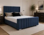 Luxury Wingback Double Bed Frame – 160 x 200 cm – Modern Panel Wingback Double Bed with Mattress - Image 2