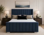 Luxury Wingback Double Bed Frame – 160 x 200 cm – Modern Panel Wingback Double Bed with Mattress