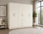 Stylish 6 Door Mirrored Storage Wardrobe 6 Spacious Drawers for Extra Storage - Image 2
