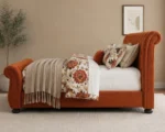 Luxury Orange Velvet Bed Frame-200 × 200 cm Upholstered Bed, with mattress - Image 4