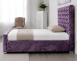 Elegant Purple Single Bed Frame - Florida 3ft Upholstered Bed - 90 × 190 cm  bed with mattress - Image 3