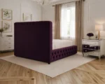 Lavender Purple Single Bed with mattress – Elegant Button-Tufted Bed Frame - Image 5