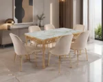 Contemporary Dining Table with 6 Chairs | Stylish 6 Seater Dining Set