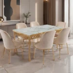 Contemporary Dining Table with 6 Chairs | Stylish 6 Seater Dining Set