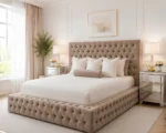 Classic Beige Ambassador Double Bed with Mattress-160 × 200 cm - Image 2