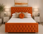 Warm Orange Hilton 6ft Bed with Mattress – 200 × 200 cm Elegant Super King Frame - Image 2