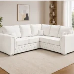 Luxury Tufted L-Shaped Sofa – Elegant Camel White Corner Sectional