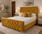 Champagne Gold Hilton Bed Frame with mattress  – Premium Padded Double Bed 160×200 cm with Mattress - Image 5