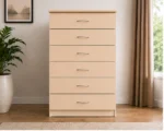 Beige 6 Drawer Chest of Drawers – Modern Bedroom Storage