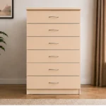 Beige 6 Drawer Chest of Drawers – Modern Bedroom Storage