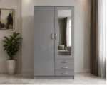 Space-Saving 2-Door Mirrored Wardrobe – Stylish Clothes Storage Cabinet - Image 5