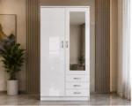 White Space-Saving Mirrored Wardrobe – Modern Bedroom Furniture - Image 2