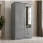 Space-Saving 2-Door Mirrored Wardrobe – Stylish Clothes Storage Cabinet