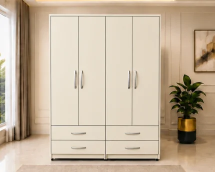 Classic 4 Door 4 Drawer Wardrobe – Elegant Bedroom Furniture with Ample Clothes Storage Space
