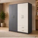 Black & Cream 4 Door Wardrobe with Drawers – Two Tone Bedroom Storage