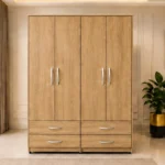 Contemporary 4 Door 4 Drawer Wardrobe – Large Capacity Bedroom Clothes Cabinet with Multiple Storage Drawers