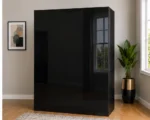 Luxury Black 3 Door Wardrobe - Modern 3 Door Wardrobe with 2 Mirrors & 2 Bottom Drawers - Image 3