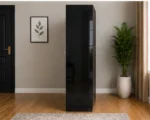 Luxury Black 3 Door Wardrobe - Modern 3 Door Wardrobe with 2 Mirrors & 2 Bottom Drawers - Image 4