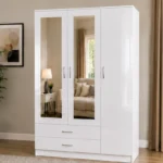 White 3 Door Wardrobe – 3 Door Wardrobe with 2 Mirrors & 2 Drawers